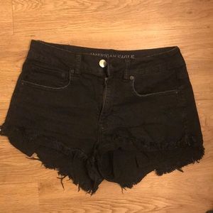 Black denim shorts